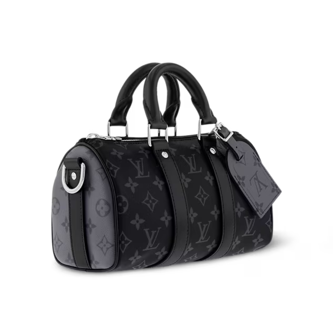LV-Keepall-Bandouliere-25-Replica-Monogram-Eclipse-Canvas-Black-Hardware-1-1-Mirror-Quality