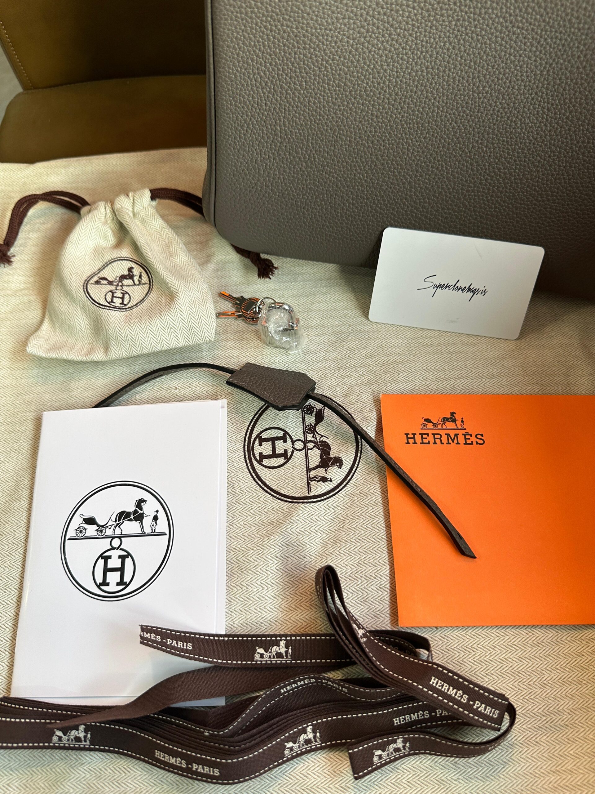 Hermes Birkin 30 Grey Togo Leather Gris Etain Hand Made Replica Bag - Image 8