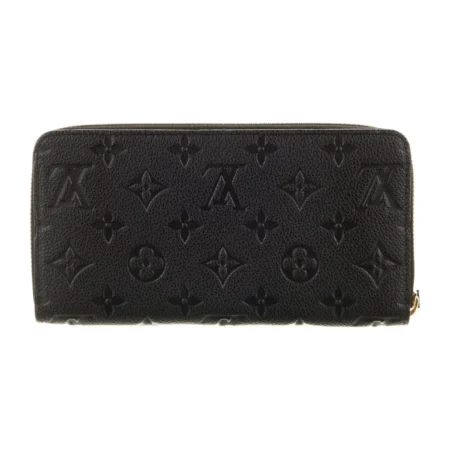 Superclone Louis Vuitton Black Zippy Wallet with Gold Details
