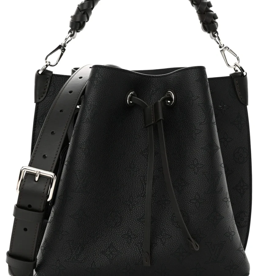 Mirror Quality Louis Vuitton Black Mahina Leather Muria MM Replica - Image 6