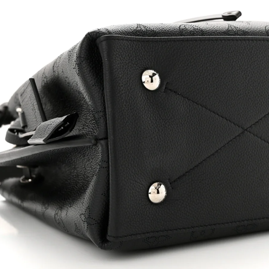Mirror Quality Louis Vuitton Black Mahina Leather Muria MM Replica - Image 3