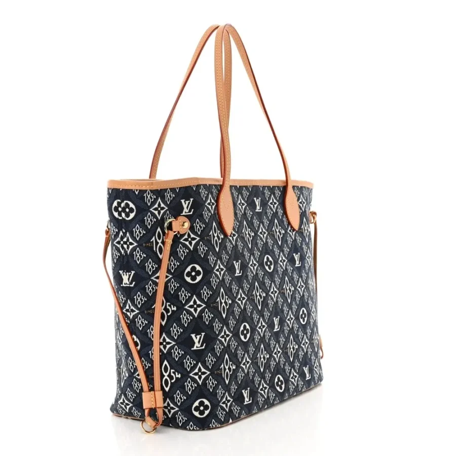 Superfake Handbags: Louis Vuitton Neverfull MM Blue Jacquard - Image 8