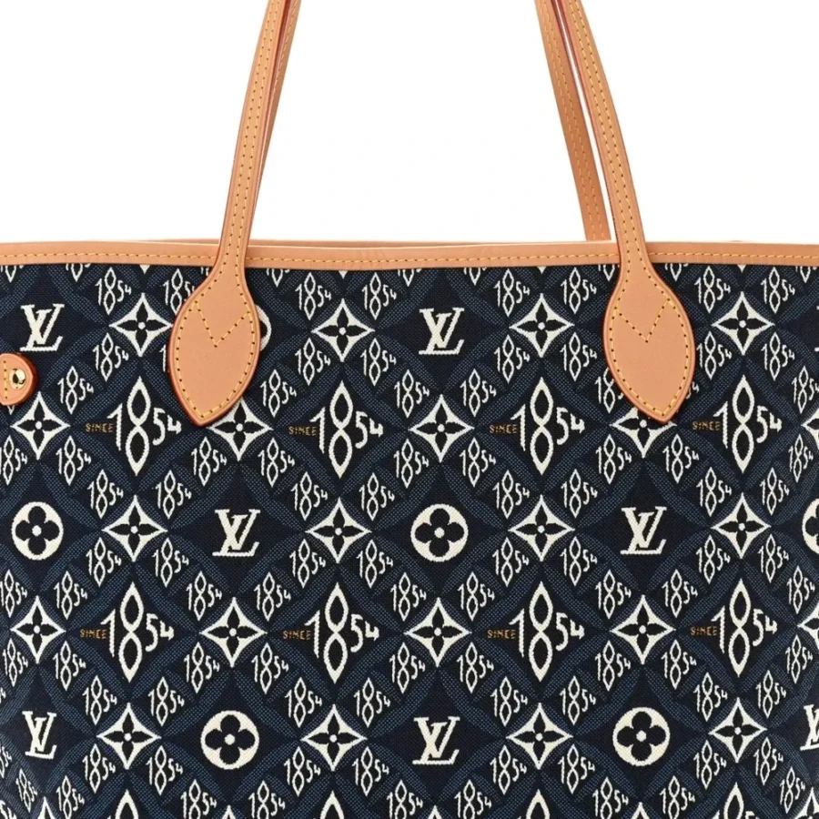 Superfake Handbags: Louis Vuitton Neverfull MM Blue Jacquard - Image 6