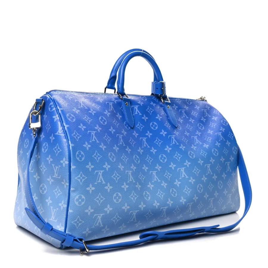 Mirror Quality Louis Vuitton Blue Keepall 50 Replica Handbag - Image 8