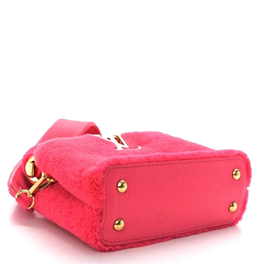 Replica Louis Vuitton Mini Capucines – Shearling & Rose Gold Elegance - Image 3