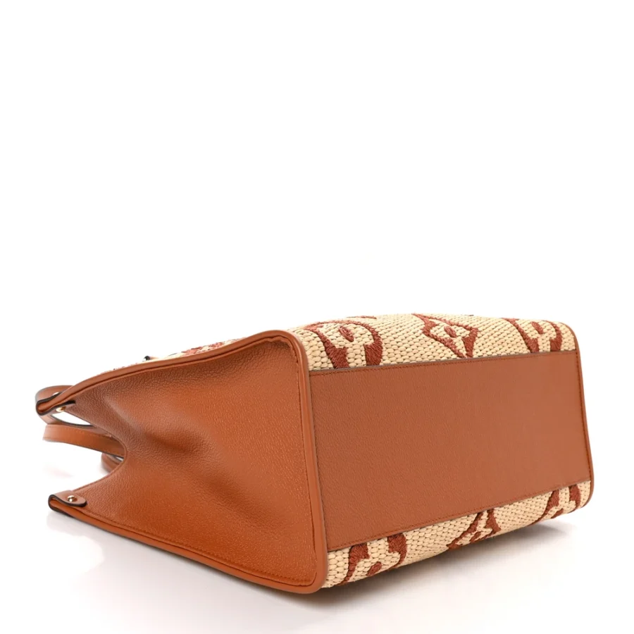 Replica Handbags: Louis Vuitton Tan Raffia OnTheGo MM - Image 6