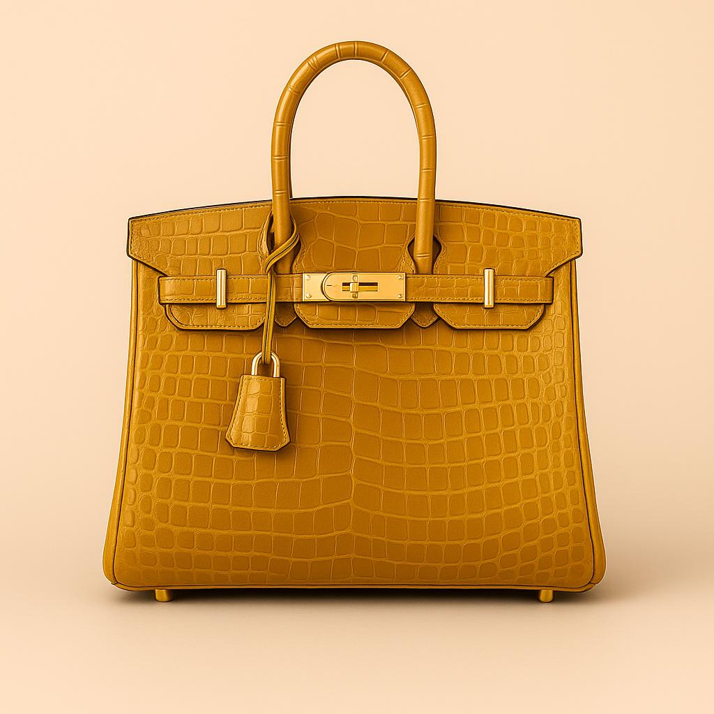 Hermes Birkin Gold Color Alligator Leather Replica Designer bag