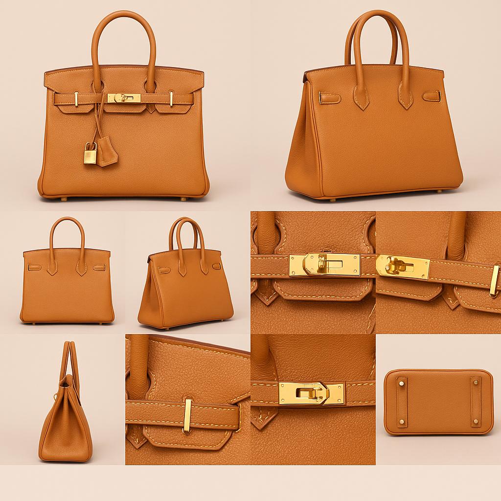 Super Fake Hermes Birkin Gold Evercolor Leather Fully Handmade - Image 2