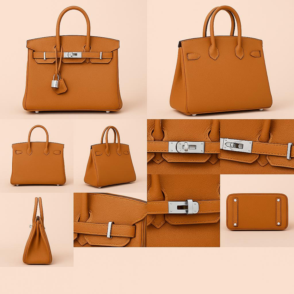 Super Fake Hermes Birkin Gold Evercolor Leather Fully Handmade - Image 3