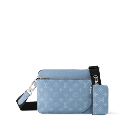 LV Monogram Trio Messenger Crossbody/Shoulder Bag Taigarama Sky Blue Super Fake