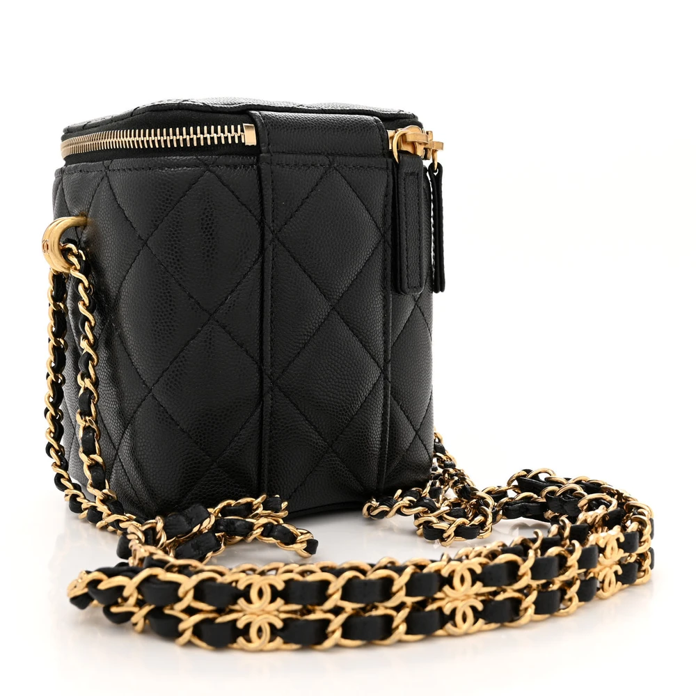 Back view of the black caviar leather Small Coco Beauty Vanity Case