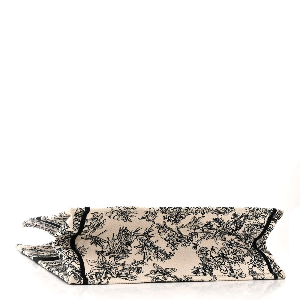 Bottom view of the large latte embroidered canvas Book Tote showing the structured canvas base