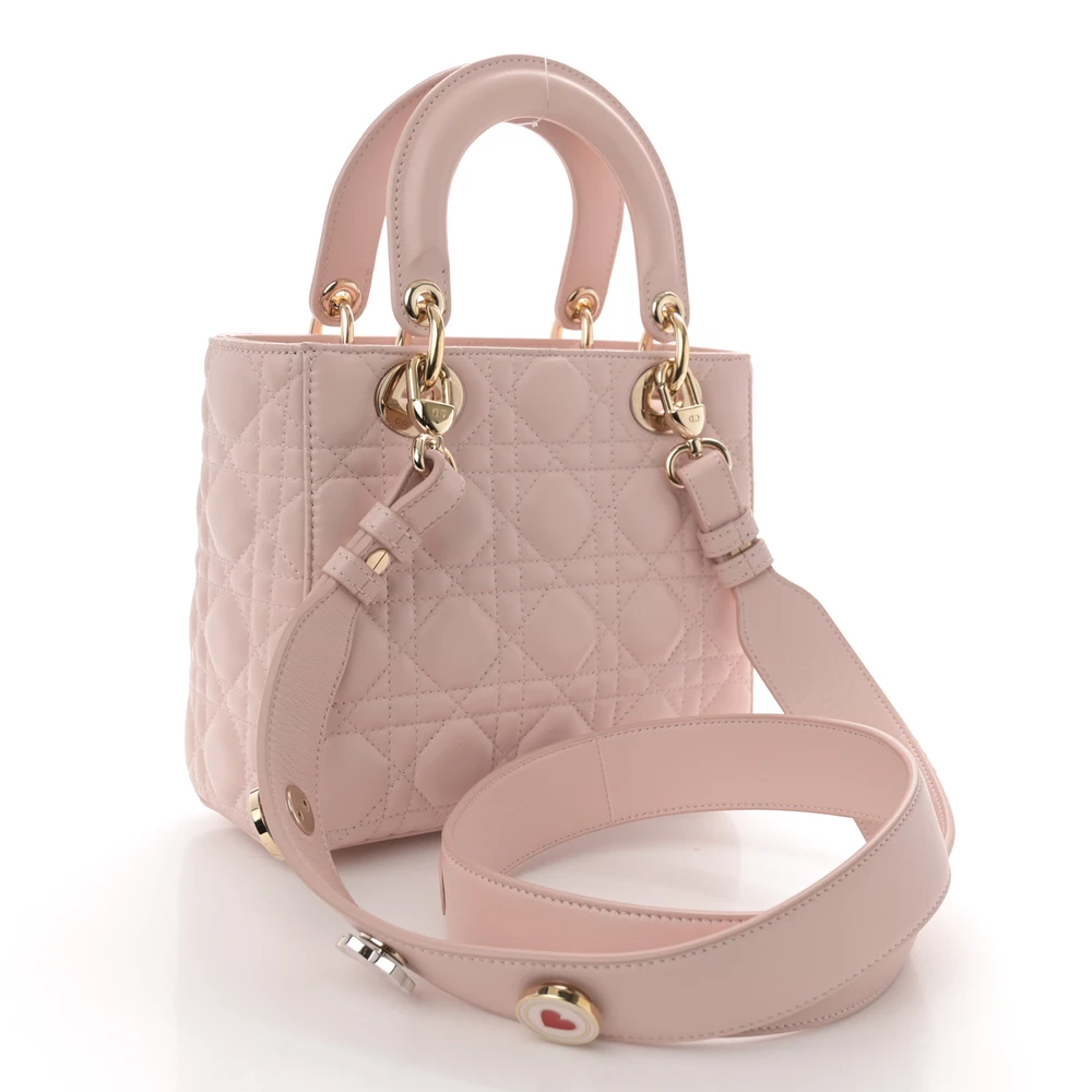 Back view of the light pink Cannage lambskin small bag