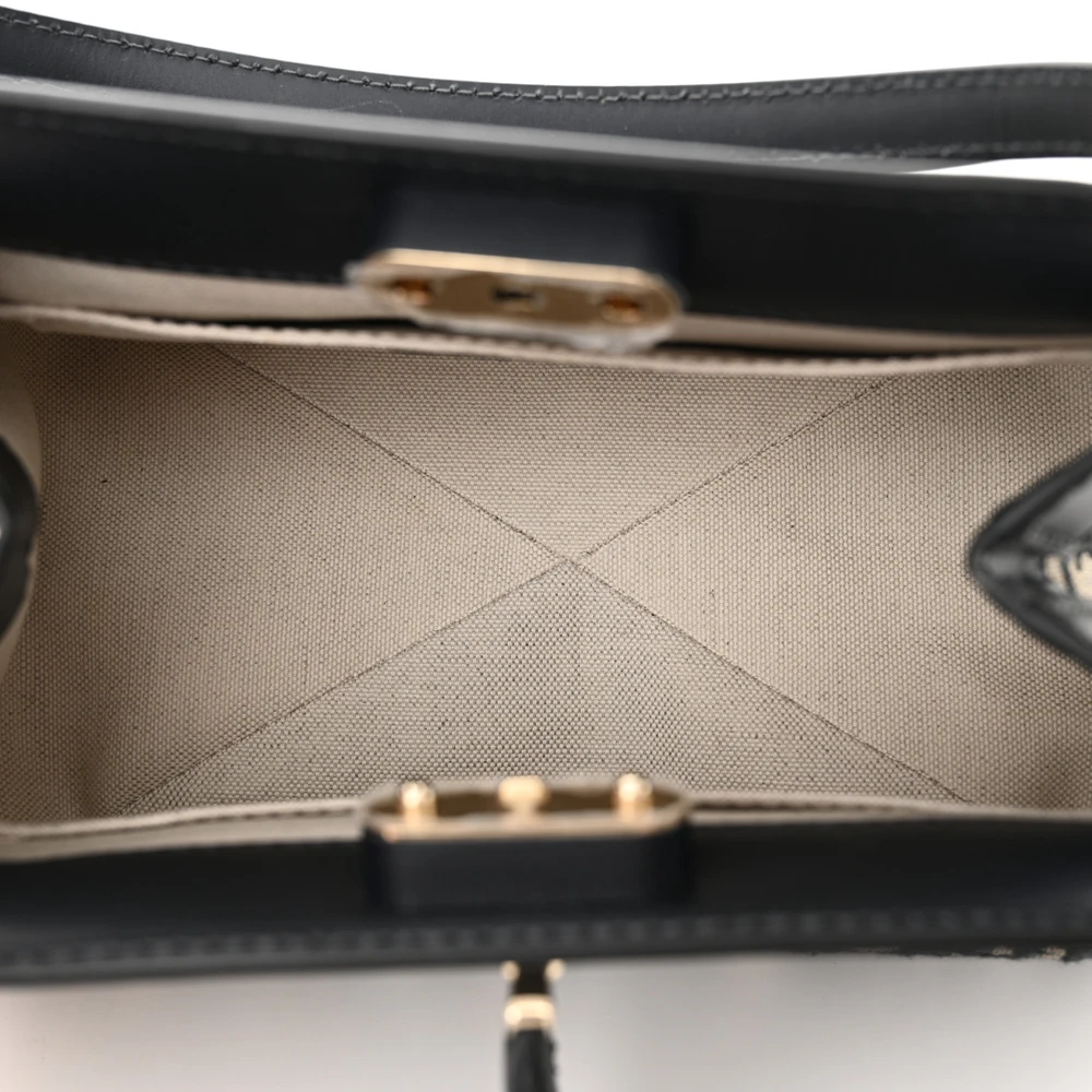 Blue Oblique canvas Medium Key Bag with top handle and detachable shoulder strap interoro