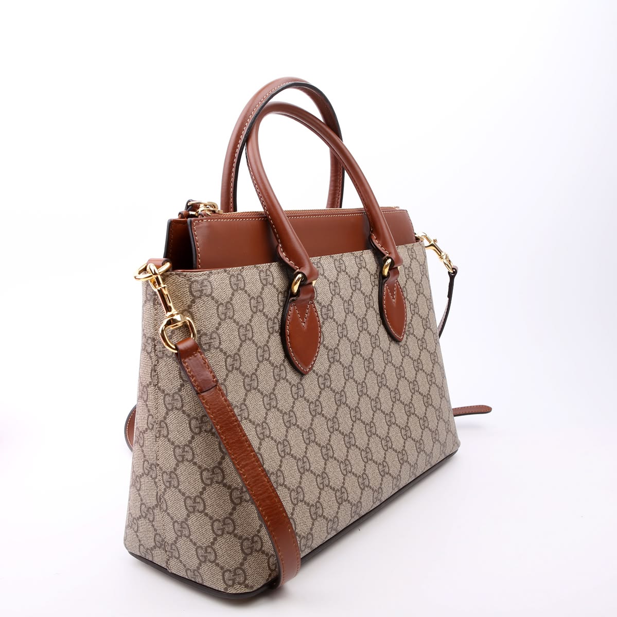 Gucc! GG Supreme Monogram Medium Zip in Beige Tuscany – Mirror Quality Tote Bag - Image 3