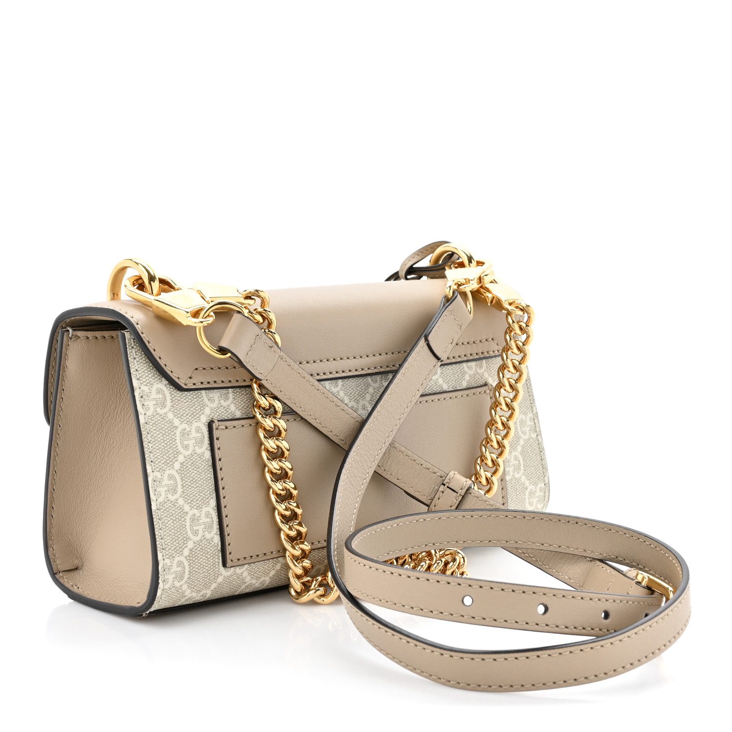 Back view of the GG Supreme monogram Padlock Small Chain Shoulder Bag