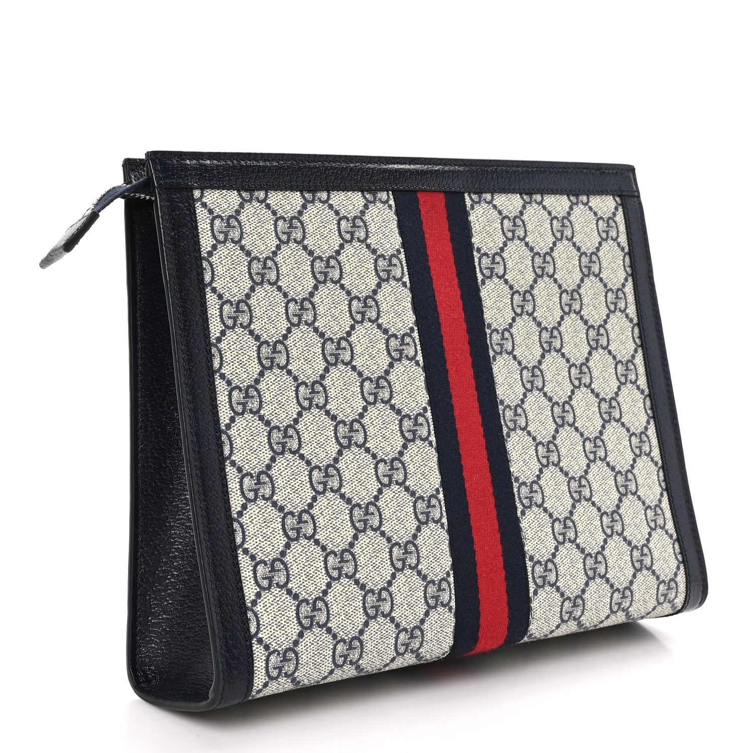 Back view of the GG Supreme Monogram Web Ophidia Pouch