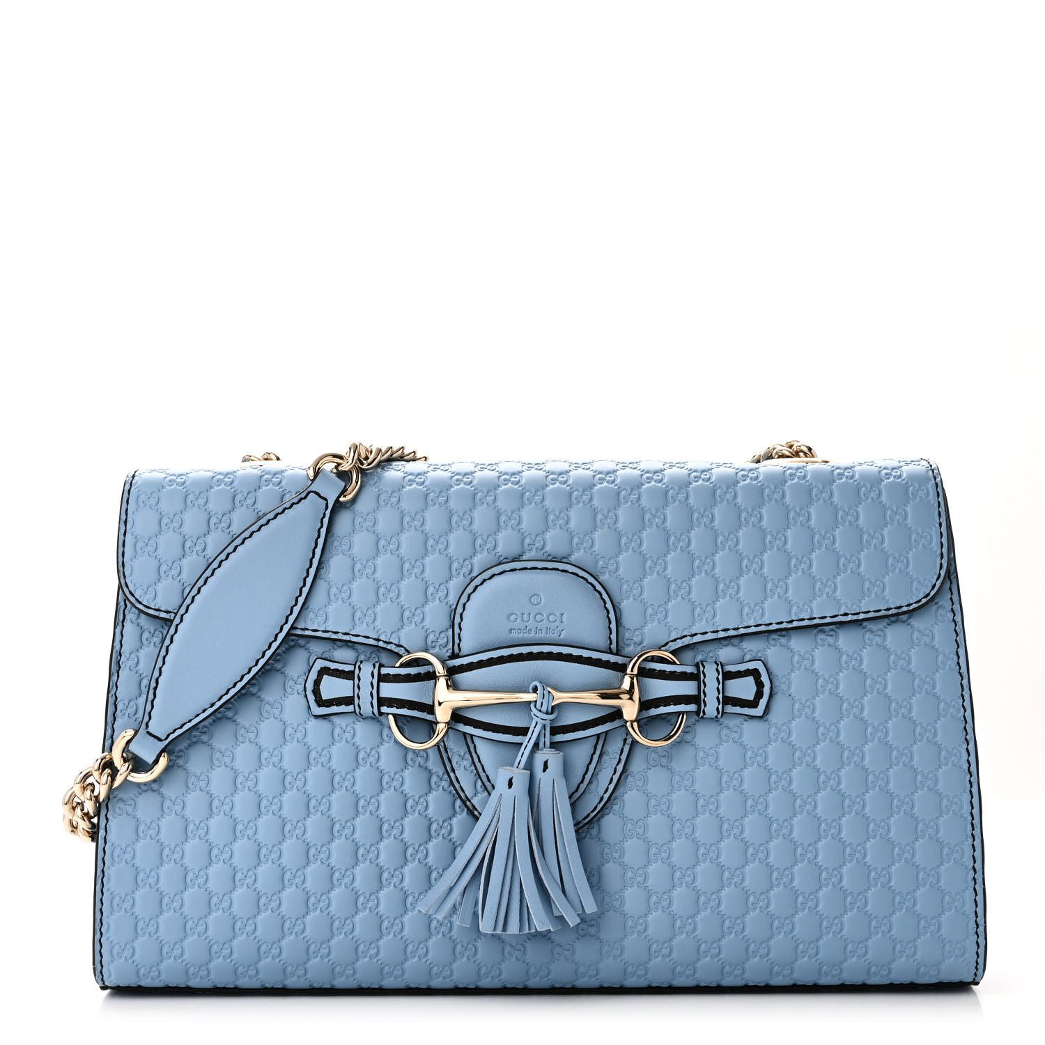 1:1 Medium Gucci Mineral Blue Microguccissima Leather Medium Emily Chain Shoulder bag