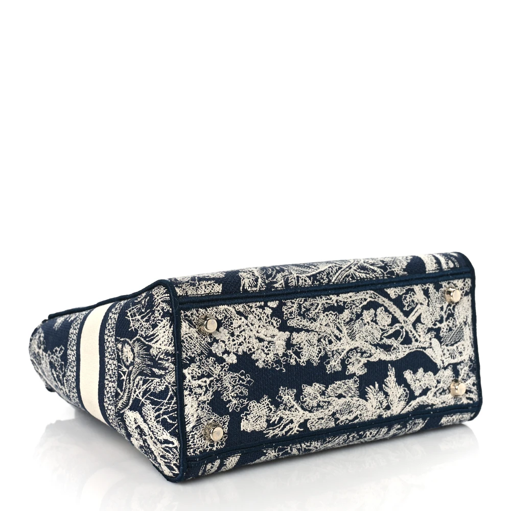 Bottom view of the Medium Lady D-Lite bag showing the embroidered canvas base