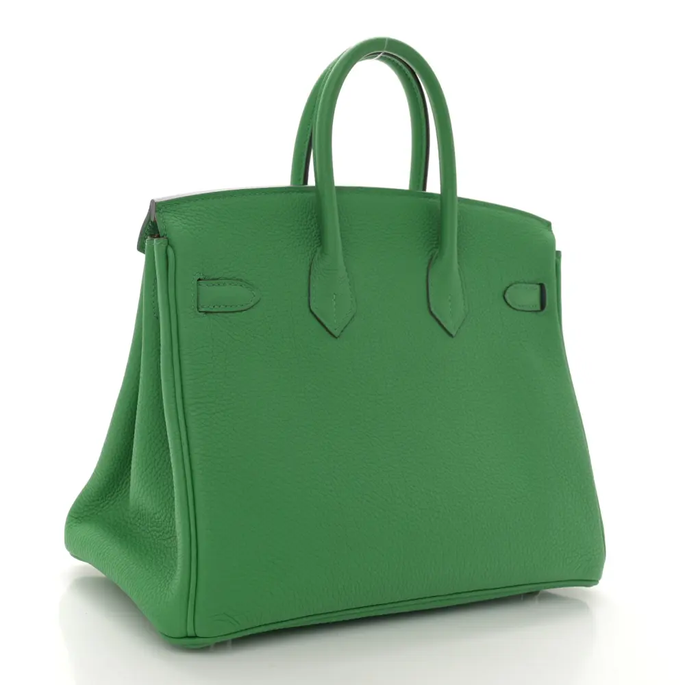Back view of the Herme$ Verso Birkin 25 in Bambou and Caramel