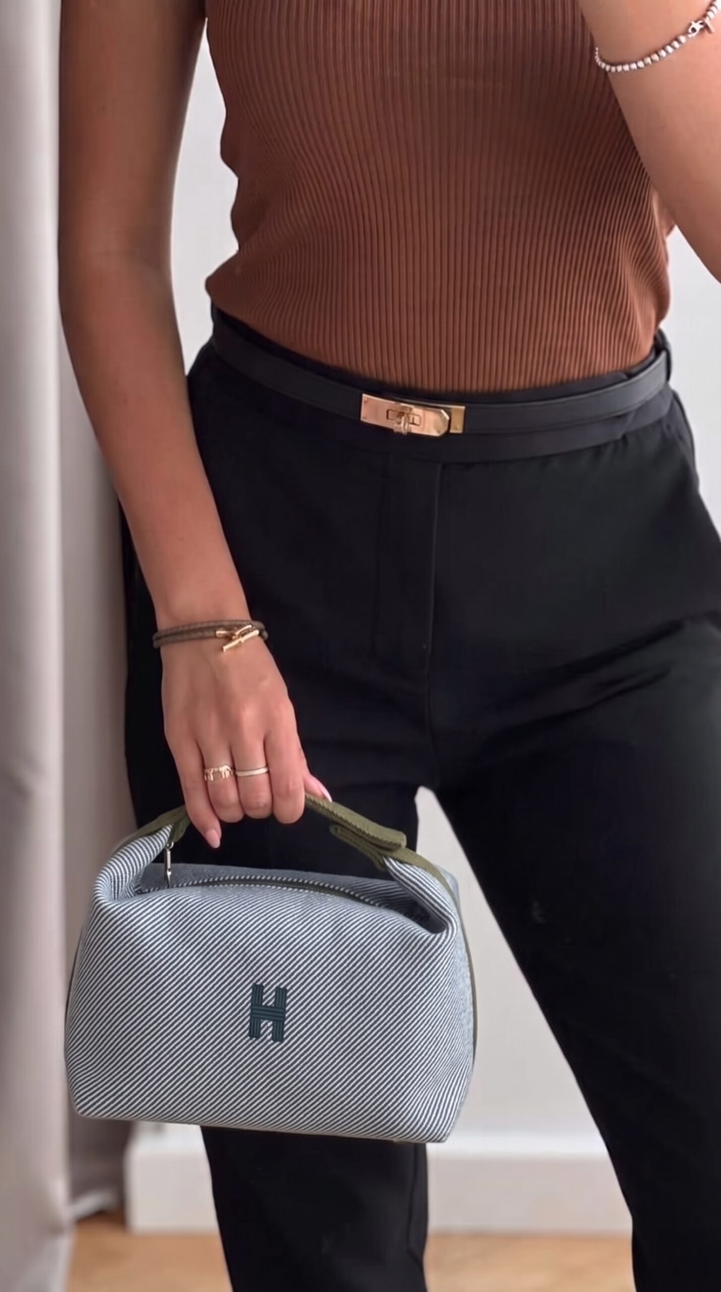 Herme$ Bride-à-Brac H Natte Large Pouch-Super Clone