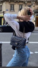 Ch@nel Medium Double Flap Blue Super Clone ShoulderBag