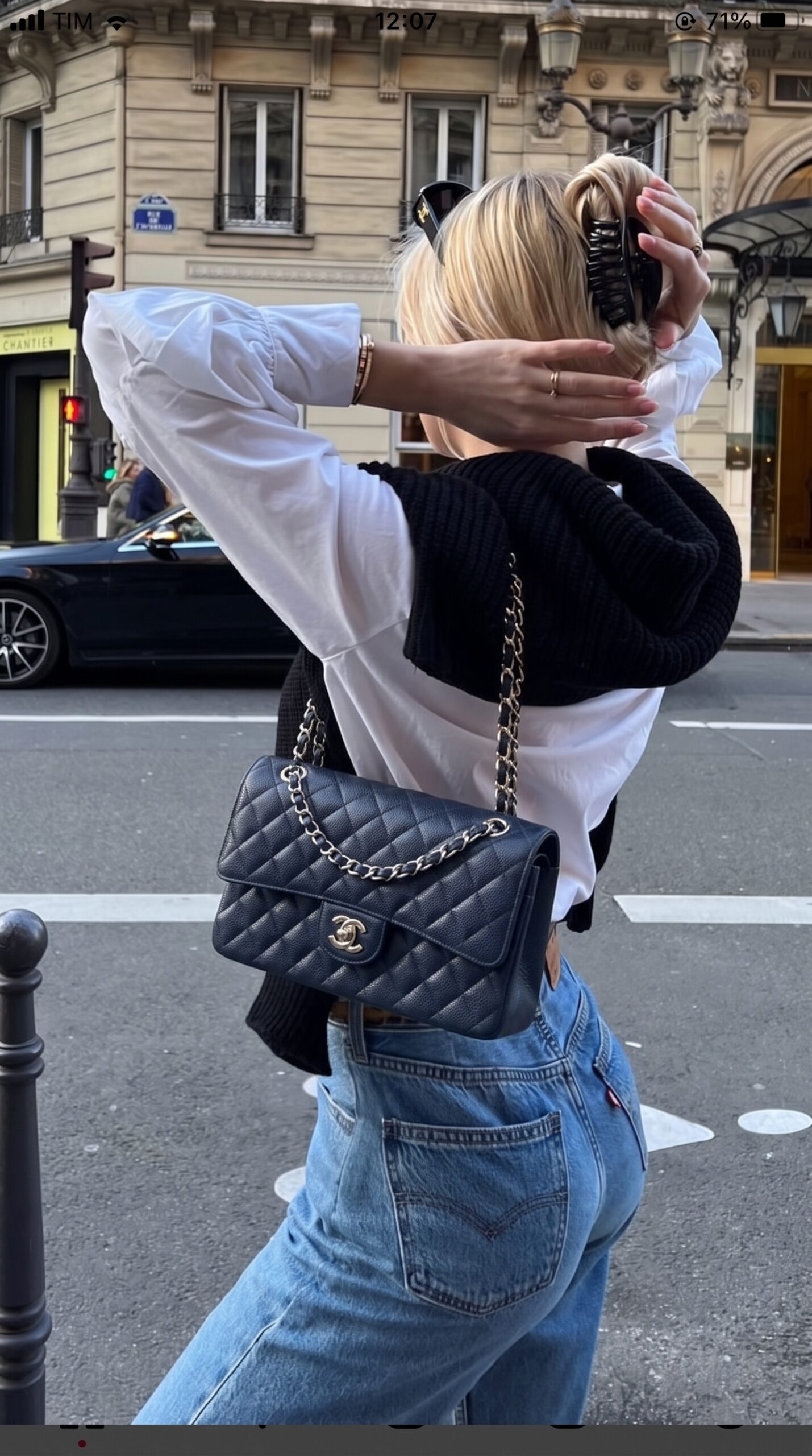 Ch@nel Medium Double Flap Blue Super Clone ShoulderBag