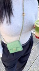 Ch@nel Small Flap Card Holder Green High End ShoulderBag