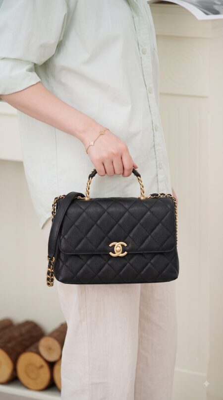 Ch@nel Medium Carry Me Flap Black High End HandBag