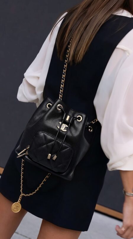 Mini CC Pocket Bucket Bag Black High End Quality