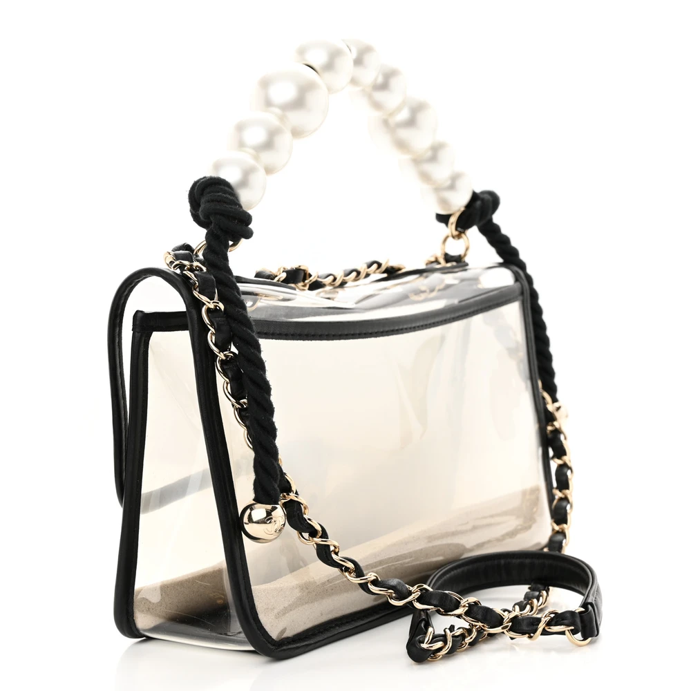 Back view of the black PVC Ch@nel Sand By The Sea Flap