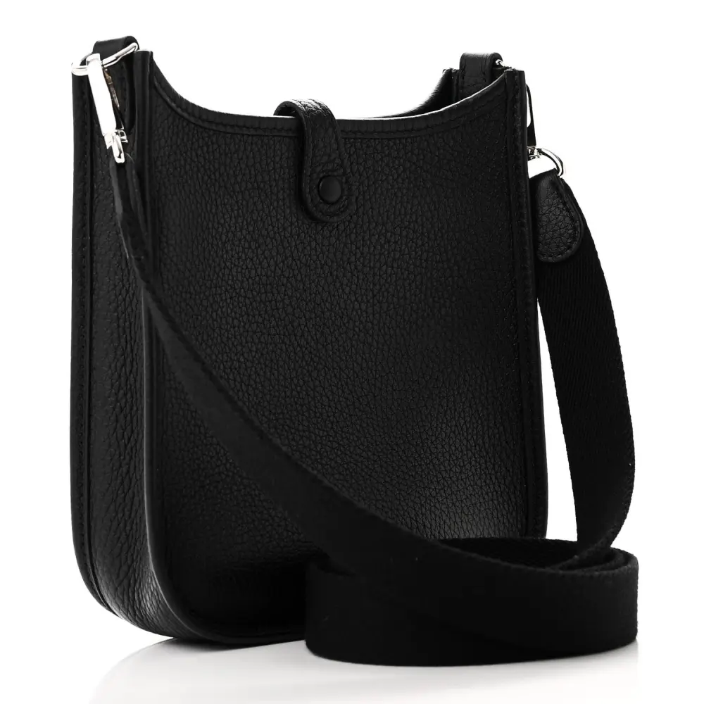 Back view of the Herme$ Taurillon Clemence Evelyne TPM in Black