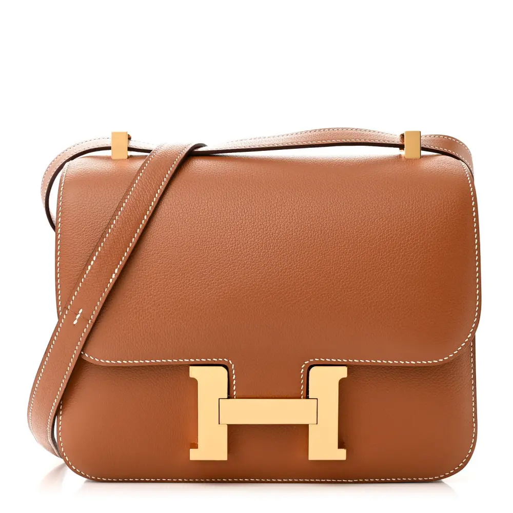 Front view of the brown Evercolor leather Herme$ Constance 24