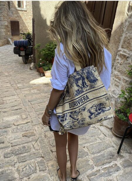 D!0r Dioriviera Tote Blue Raffia High-End Quality HandBag