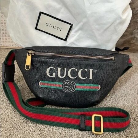Gucc! Small Logo Black High-End Quality Belt Bag