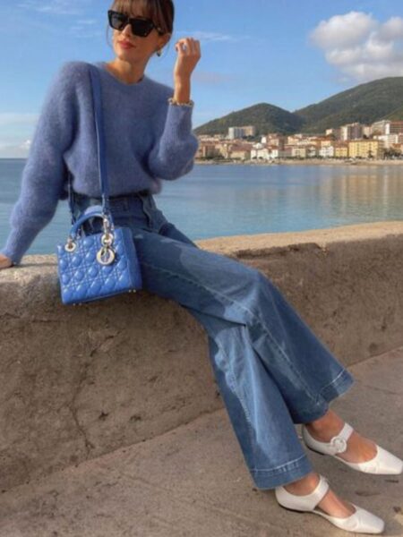 D!0r Medium Lady Horizon Blue High-End Quality HandBag
