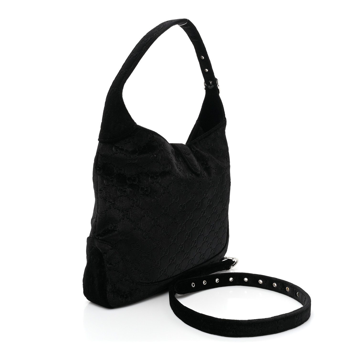 Back view of the black velvet Small Jackie 1961 Hobo featuring the GG monogram