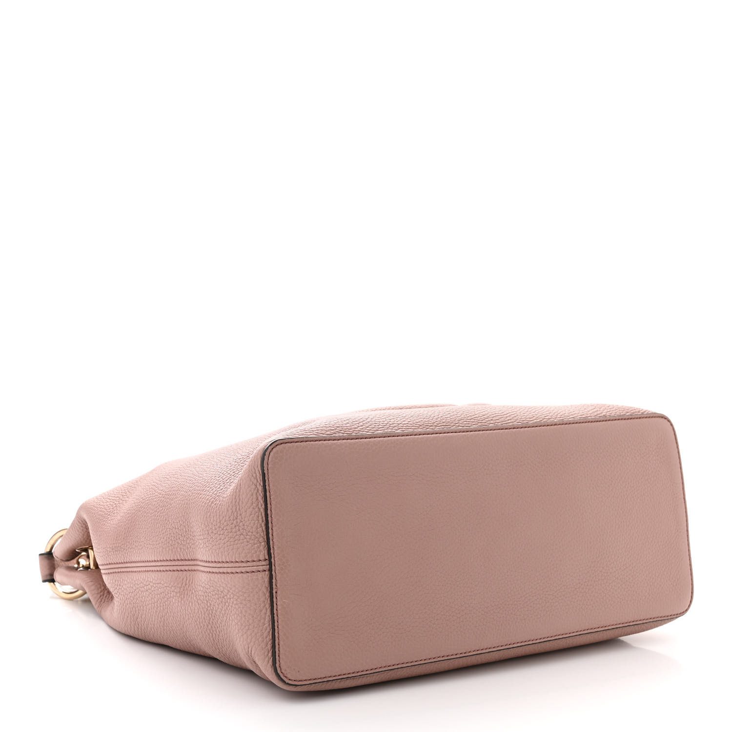 Bottom view of the Camelia beige Gucc! Soho Hobo with stitched GG logo