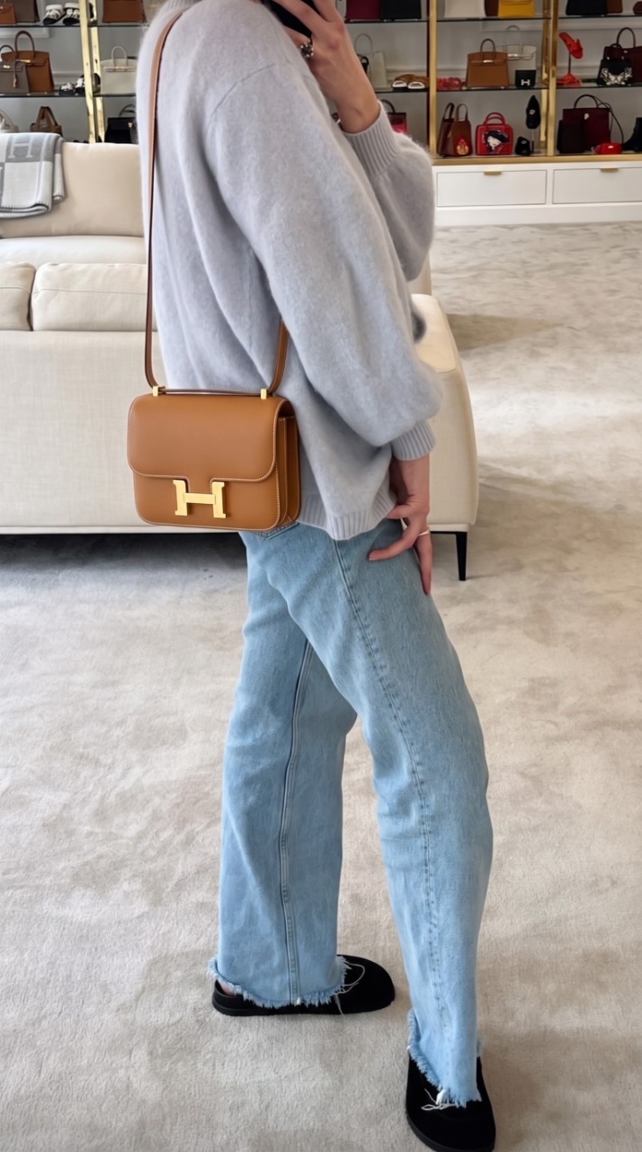 Herme$ Constance 24 Brown Replica Crossbody Bags