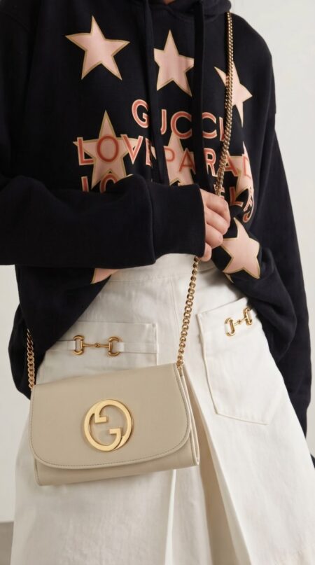 Gucc! Blondie Chain Wallet Mystic White High-End Quality ShoulderBag