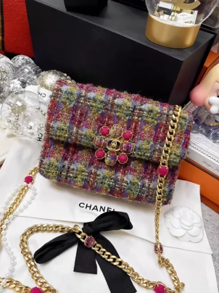 Ch@nel Multicolor Tweed Small Flap Replica ShoulderBag