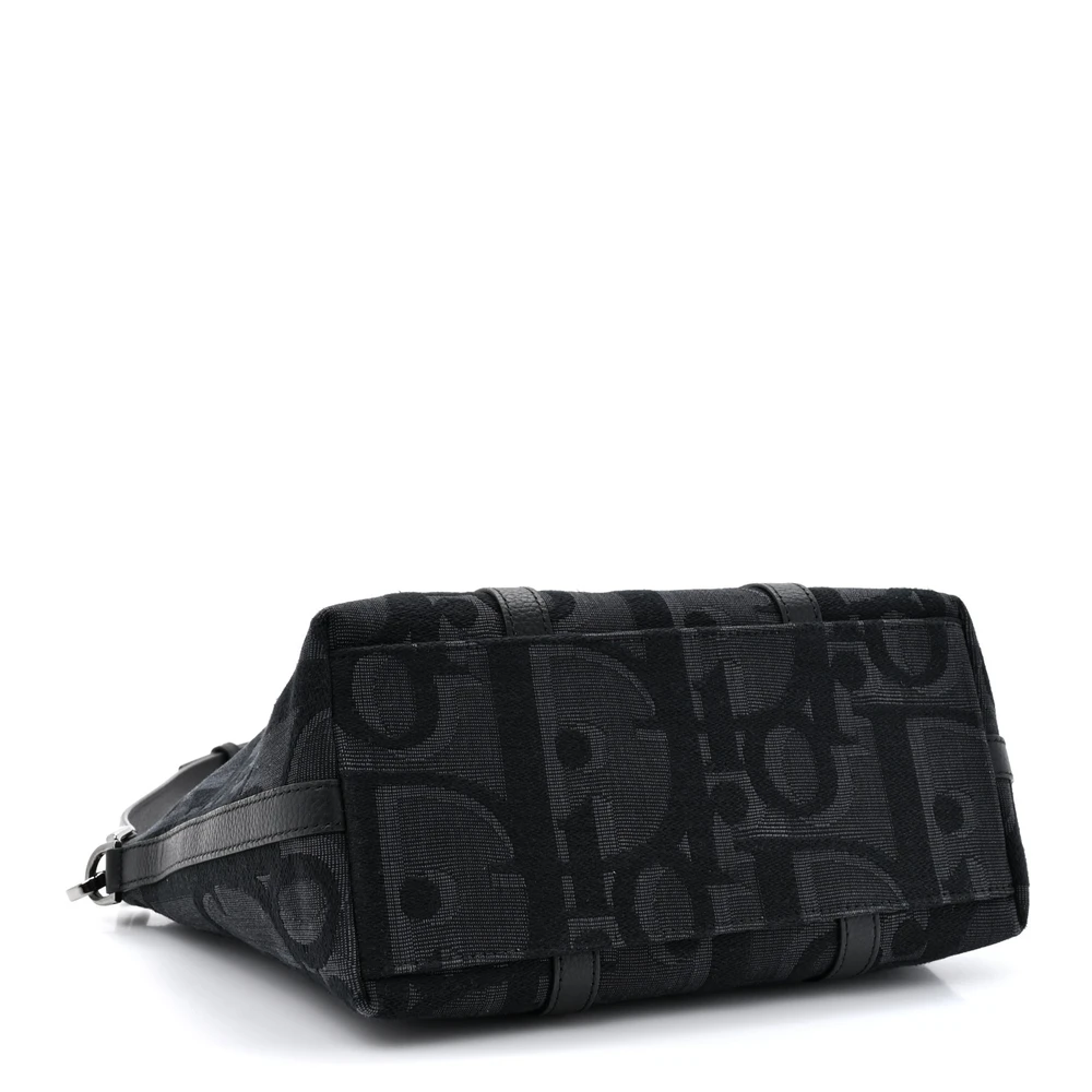 Bottom view of the black Maxi D!0r Oblique jacquard D!0r Weekender 25 Bag