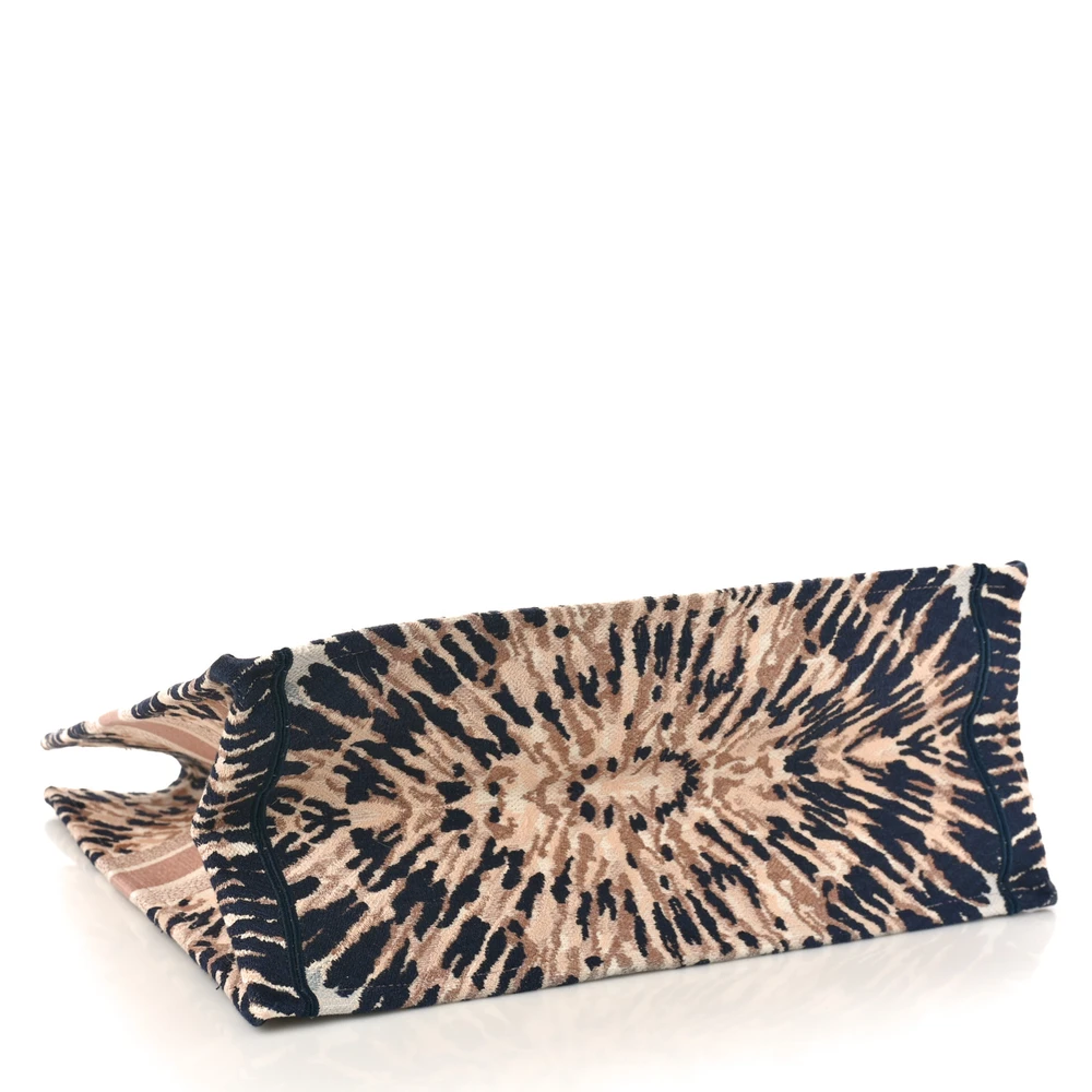 Bottom View of D!0r Large Book Tote in multicolour tie-dye embroidered canvas