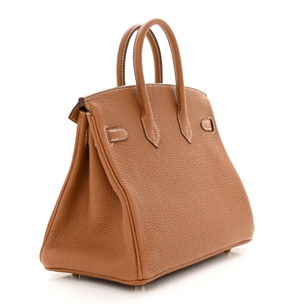 Back view of the Brown Togo Herme$ Birkin 25 showing its structured base