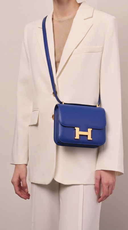 Herme$ Constance 18 Bleu Electrique Mirror Quality Shoulderbag