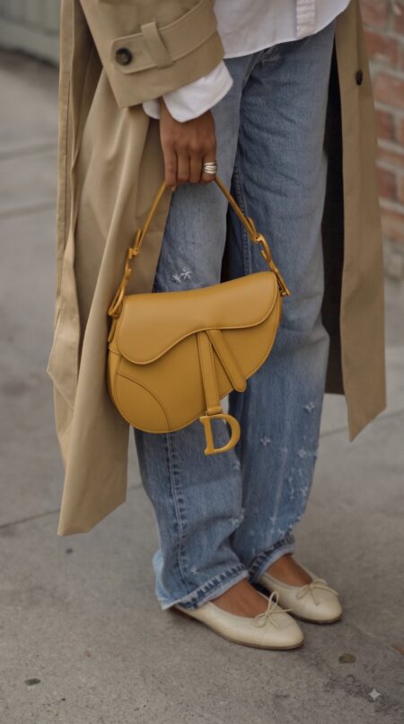 D!0r Mini Saddle Bag Yellow High End Replica Handbags