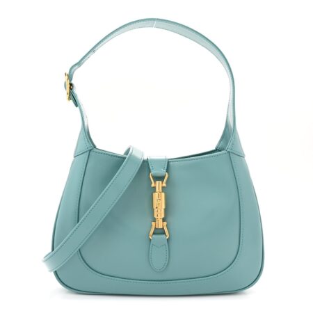 Front view of the dusty azure smooth calfskin Small Jackie 1961 Hobo