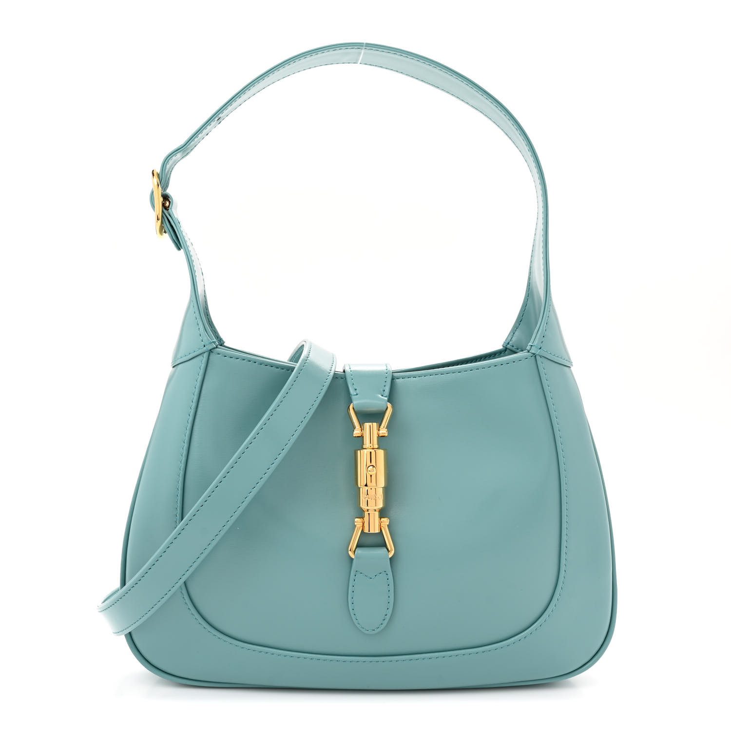 Front view of the dusty azure smooth calfskin Small Jackie 1961 Hobo