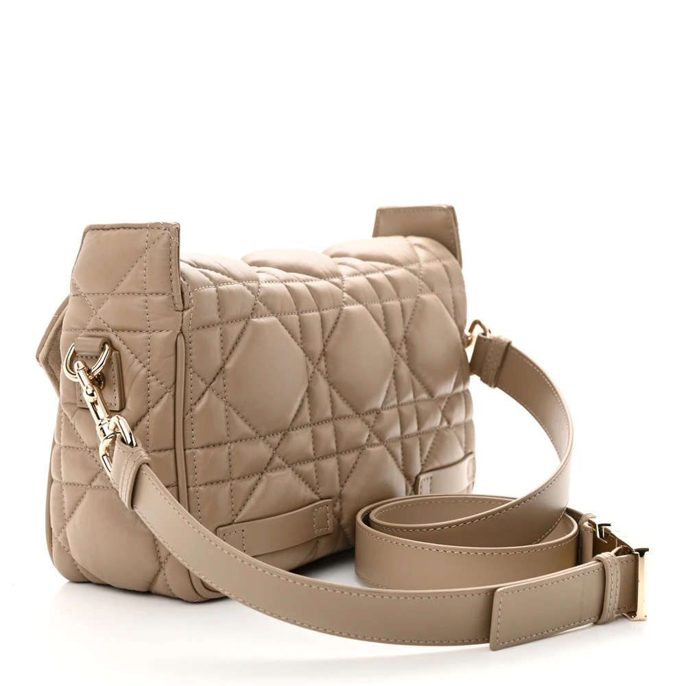 Back view of the sand D!0r Diorcamp Messenger Bag with Macrocannage quilting