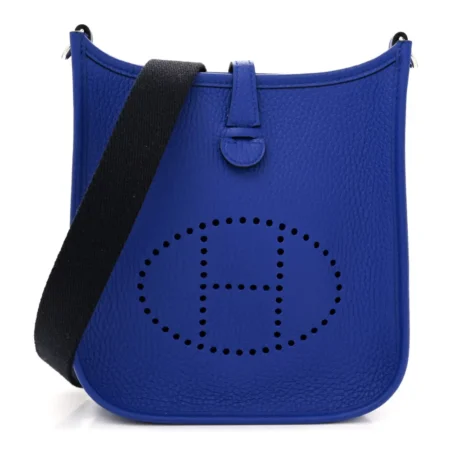 Front view of the Herme$ Evelyne TPM in Bleu Electrique and Bleu Indigo